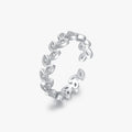 925 Sterling Silver Fine Jewelry Simple Tree Leaf Rings Lucky Adjustable Finger Ring for Women