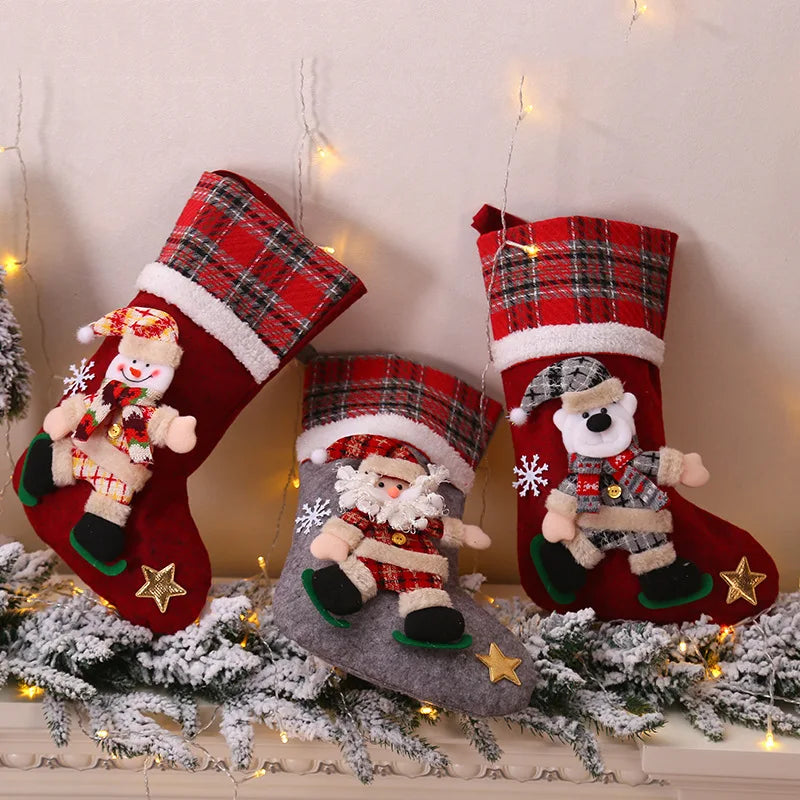 2023 Christmas Stocking Santa Sack Gift Bag Christmas Socks Christmas Decorations for Home Decor Navidad