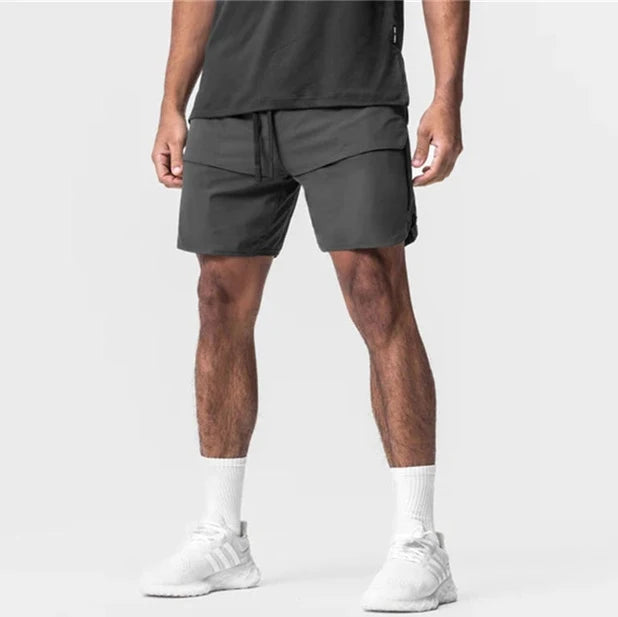 Men's Running Shorts Elastic Waisted Quick Dry Sport Workout Athletic Shorts With Zip Pocket