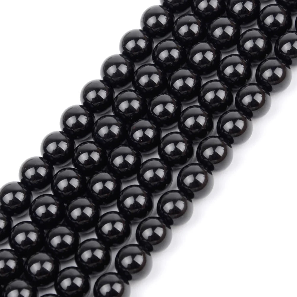 AsVrai U 5A Natural Stone Beads Black Agate Onyx Loose Beads for Jewelry Making Findings DIY Bracelets Necklace