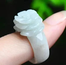 Certified Grade a Natural Myanmar Natural Jade Ring for Men and Women Couple Ring Ice Jade Ring Square Jade