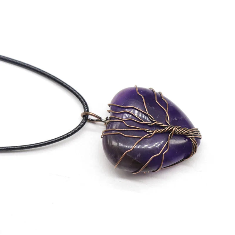 HZ Amethyst Fashion Party Gift Jewelry Natural Crystal Chips Heart Shape Cheap Gemstone Pendant