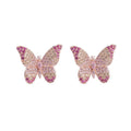 Design Sense Niche Micro-inlaid Purple Butterfly Earrings Women  New Explosions Earrings