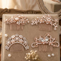 Fashion Bride Hair Jewelry Accessories Alloy Rhinestone Pearl Hair Comb for Wedding
