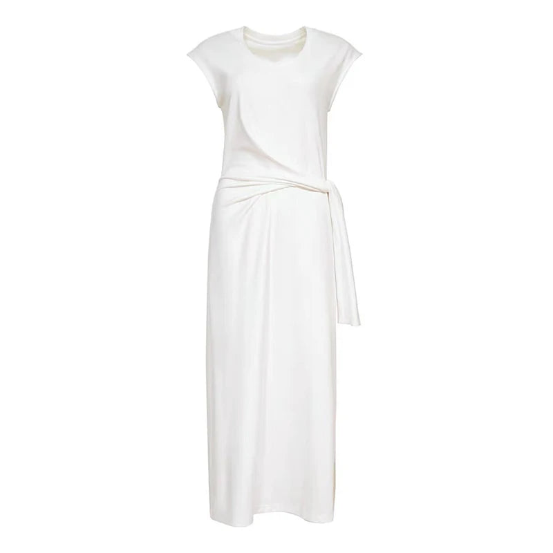 Women's Spandex/Cotton Elegant Breathable Knee-Length Summer Dress with Sashes Custom OEM Casual