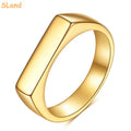 SLand Jewelry Manufacturer Wholesale Engravable Rectangle Signet Design Dainty Stainless Steel Gold Rings for Women