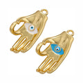JS1618 New Dainty 18K Gold Plated Enamel Evil Eyes Hand Gesture V Sign Ok Okey Sign Charm Pendants for Jewelry Making