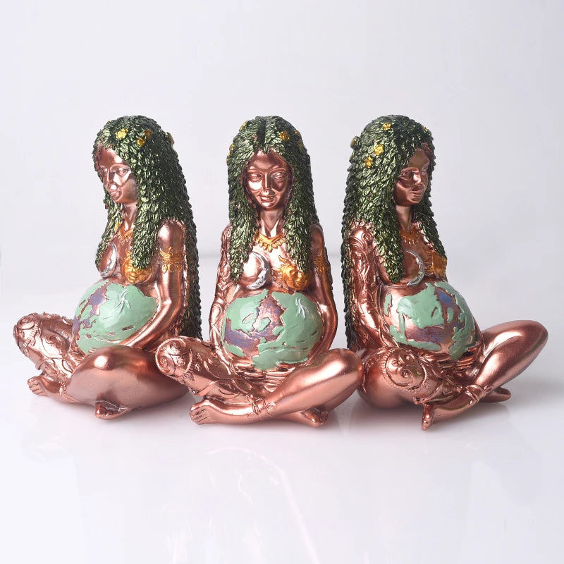 Wholesale Spiritual Healing Reiki Crystal Ornaments Green Resin Mother of the Earth for Home Decoration