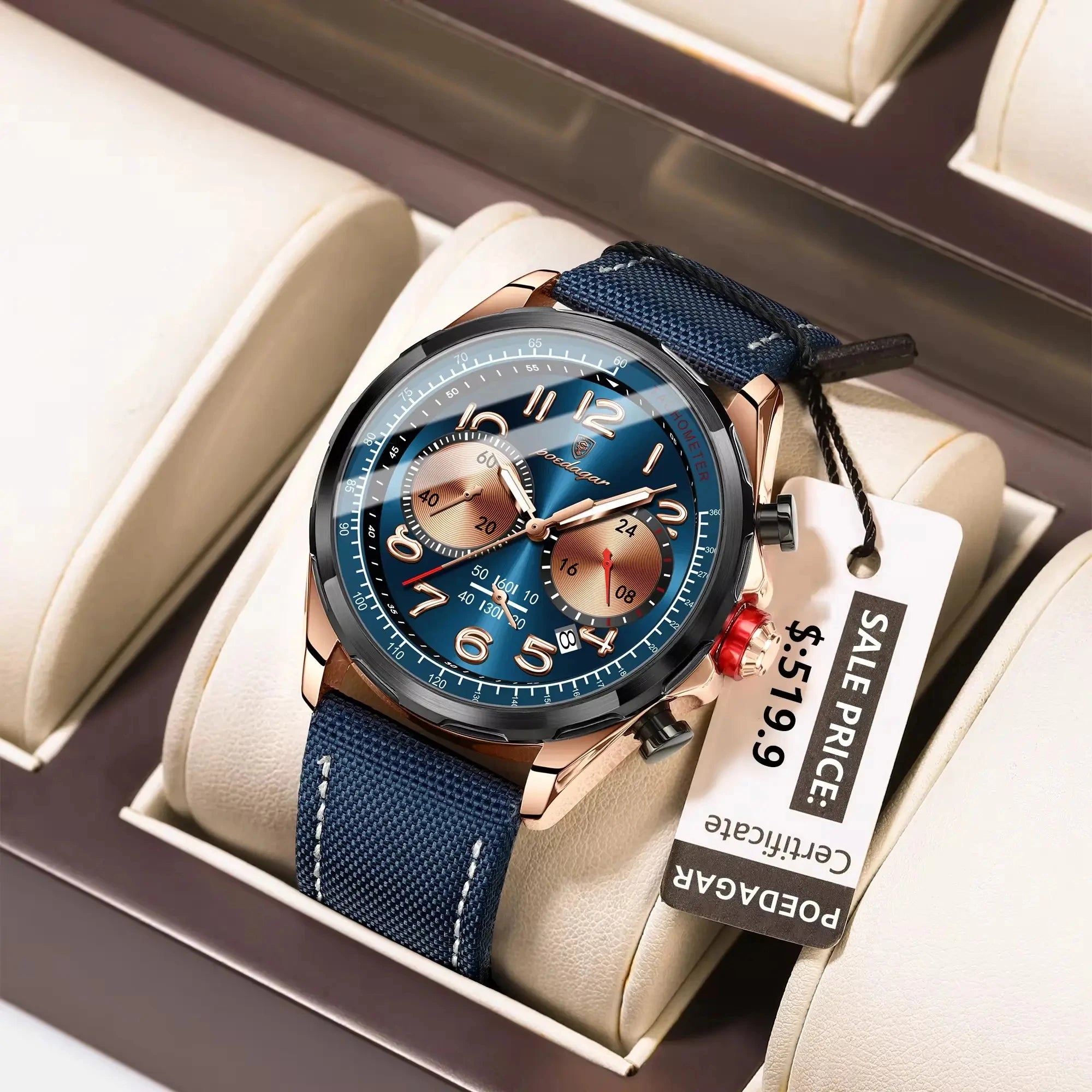 POEDAGAR 862 Classic Nylon Band Quartz Watches Chronograph Waterproof Luminous Men Wristwatch
