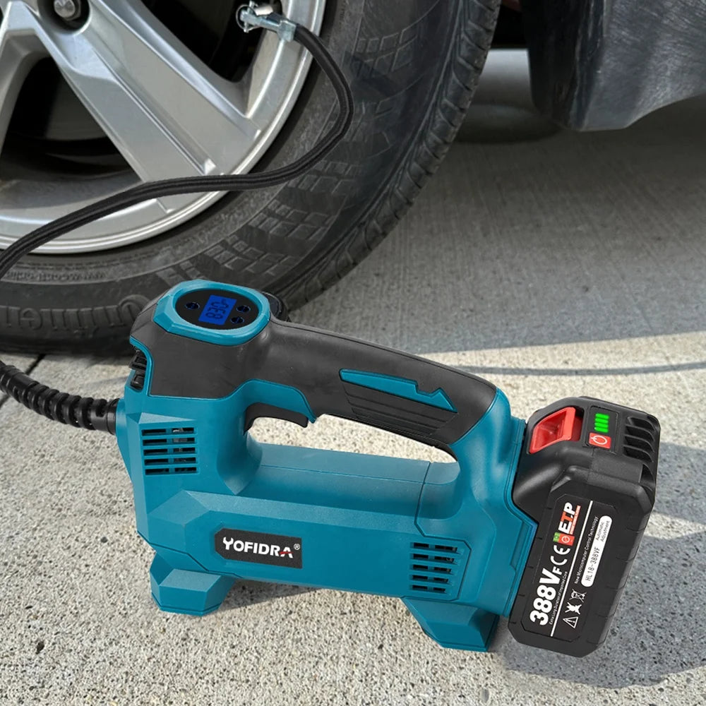 Yofidra High Pressure Electric Air Pump LED Display Cordless Rechargeable Car Tire Inflator Pneumatic Tool