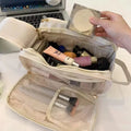 Custom High Capacity Water Resistant Zipper PU Leather Travel Cosmetic Makeup Organizer Bag MegaBDM