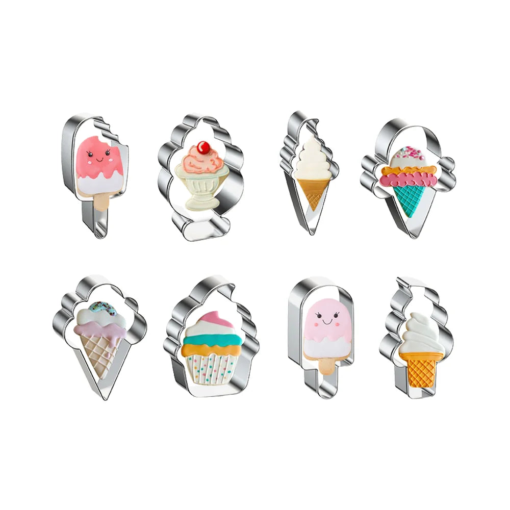 Wholesale Diy Ice-cream Shape Cookie Mold Cortador De Galletas Custom Stainless Steel Cookie Cutter Set for Baking