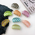 Goody Medium Claws Hair Clips for Women Round Claw Clips Hair Clamp Claw Acetate Checker Hair Clips for Girls Accessories