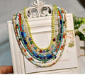 Jiingcan Crystal Women Boho Multi Color Gems Beaded Necklace Choker Handmade Colored Stone Bead Necklace