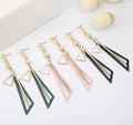 Simplicity Fashion Gold Plated Girls Earrings Creative Hollow Geometric Earrings Personalized Long Triangle Tassel Earrings
