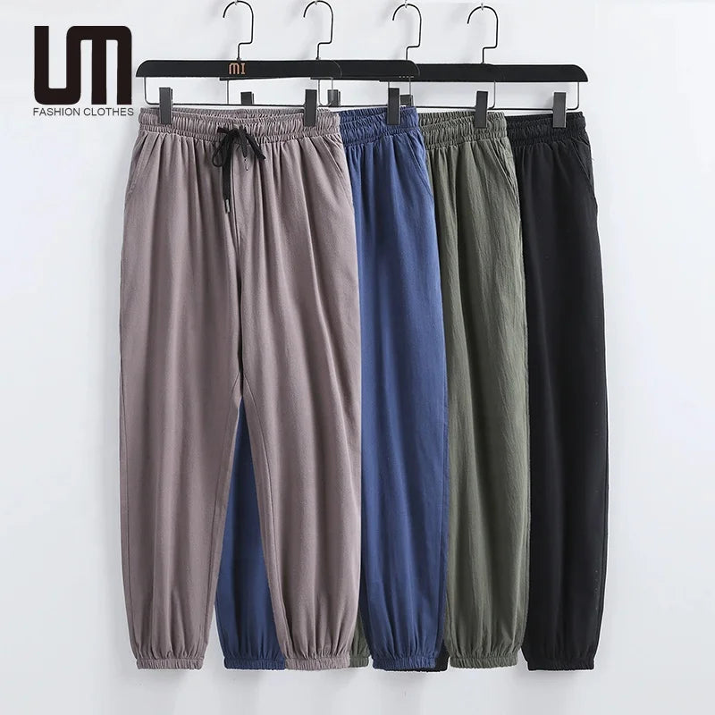 Liu Ming Clothing Manufacturers Custom 2025 New Summer Men Casual Cotton Linen Harem Pants Drawstring Baggy Trousers