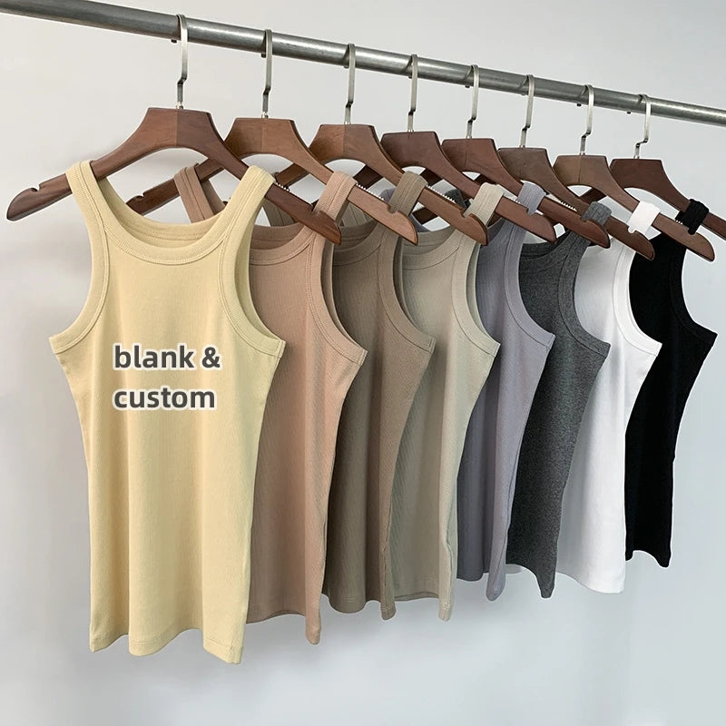 High Quality Lady'S Tank Tops Rib Knit Crop Tank Tops Blank Custom Design Solid Ribbed Tank Top for Women