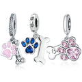 925 Sterling Silver Animals Dog Paw Bone Charm Bead Pendant Fit Original Bracelet Necklace for Women Jewelry SCC2127