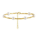 RINNTIN GPB28 Fashion Cultured Freshwater Pearl Decor 925 Silver Chain Bracelet Jewellery for Women for Gift