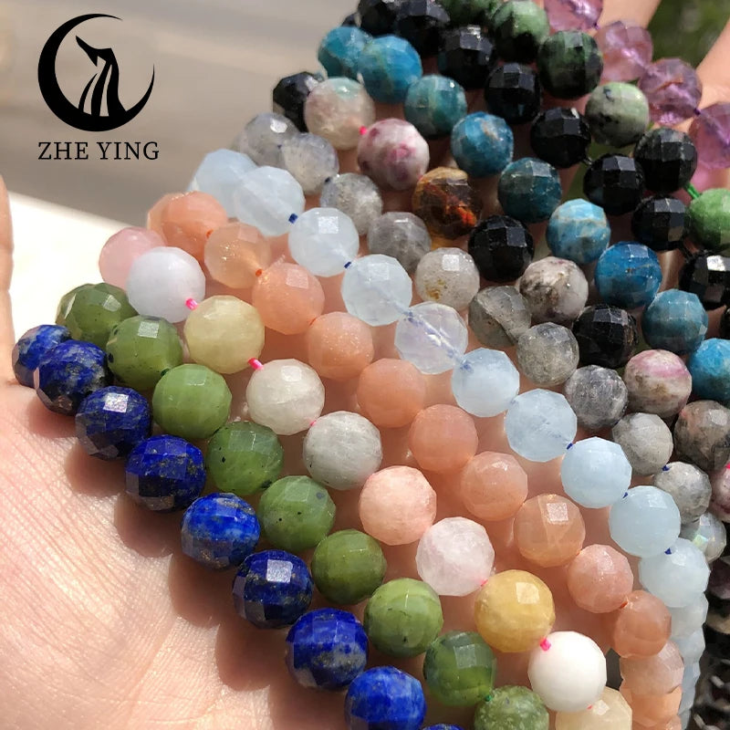 Zhe Ying 8mm Faceted Stone Beads 6mm Natural Stones Faceted Natural Stone Beads