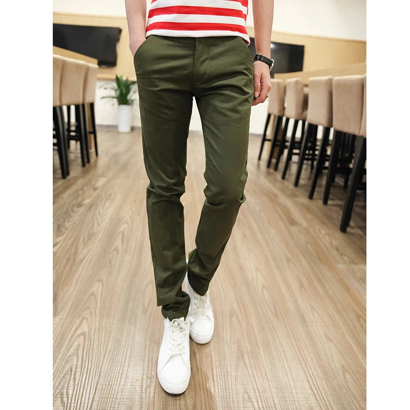 Men's Chino Pants Twill Casual Trousers Relaxed Fitted Plus Size Elastic Waist OEM Service Available-Men's Pants Trousers