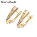 Fashion Jewelry Anti Fading Metal Brass Gold Silver Plated CZ Pave Geometric Triangle V Shape Earring Hooks Findings