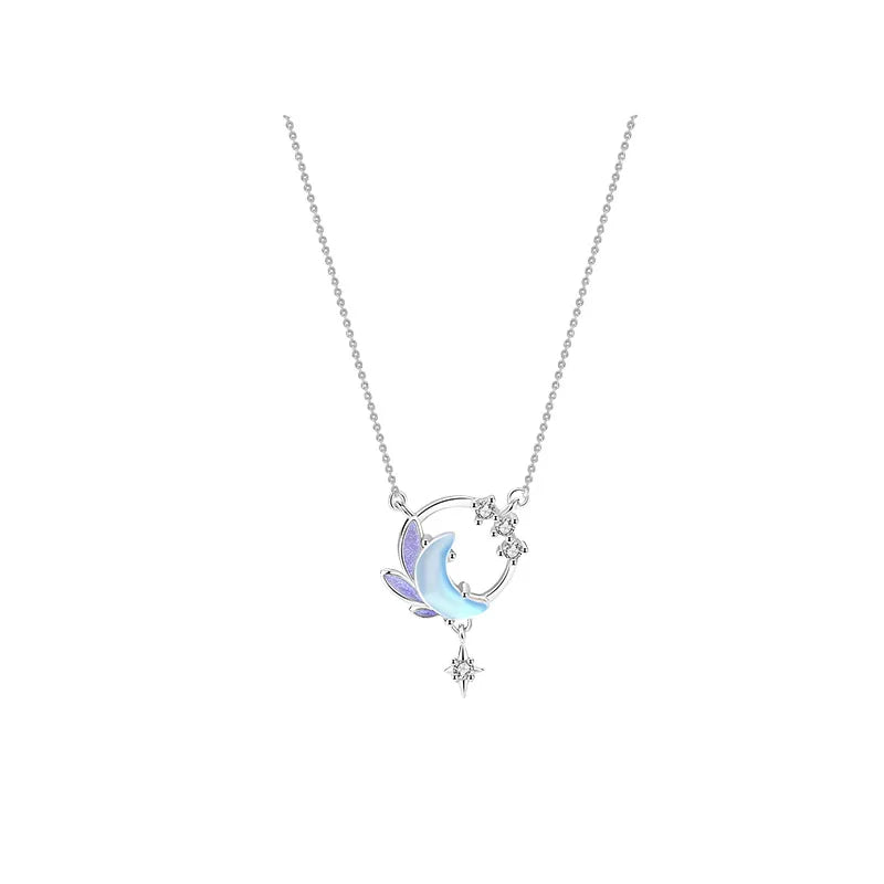 Chinese Style Moon Tassel Wedding Jewelry Sterling Silver 925 Necklace Hypoallergenic Jewelry Wholesale 2022
