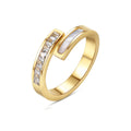 Fashion Wholesale Titanium Steel 18K Gold IP Plating Stainless Steel Dislocation Shell Zircon Double Wrap Adjustable Ring
