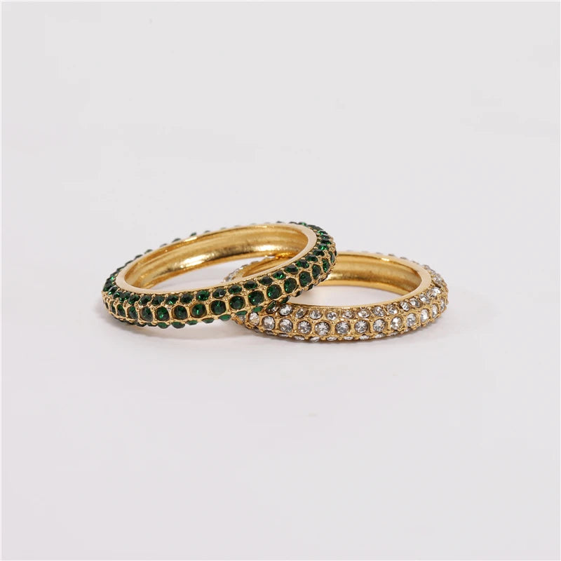 Fenny 18K Gold Plated Elegant Luxury Diamond Crystal CZ Zirconia Ring for Women Stainless Steel Wholesale Jewelry