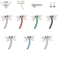 GZN Piercing Body Jewelry ASTM F136 Titanium CZ Pave Dragonfly Internally Threaded Top Labrets Earring Jewelry