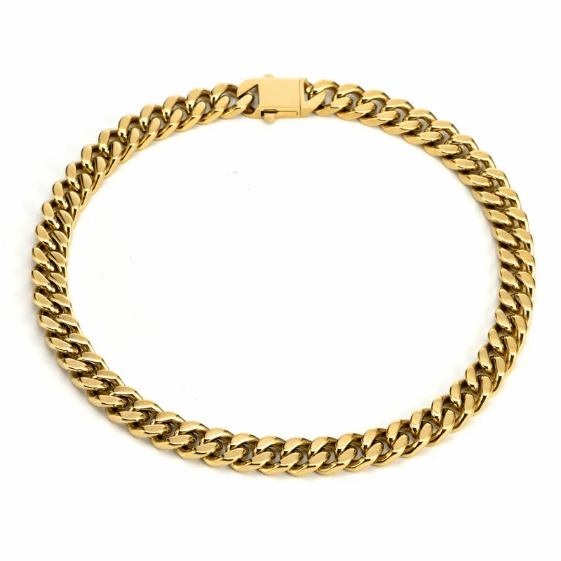 Manufacturer Supply Stainless Steel Punk Style 18K Yellow Gold Miami Cuban Link Chain Choker Necklace