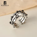 ICEBELA 925 Sterling Silver Vintage Color 3 Layers Inlaid Black 5A Zircon Star 925 Sterling Silver Fashion Jewelry Rings