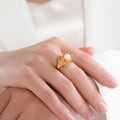 Shescity Trendy Opening Gold Plated Brass Freshwater Pearl Rings Minimalist Wrinkles Designer Women Silver Finger Rings Jewelry