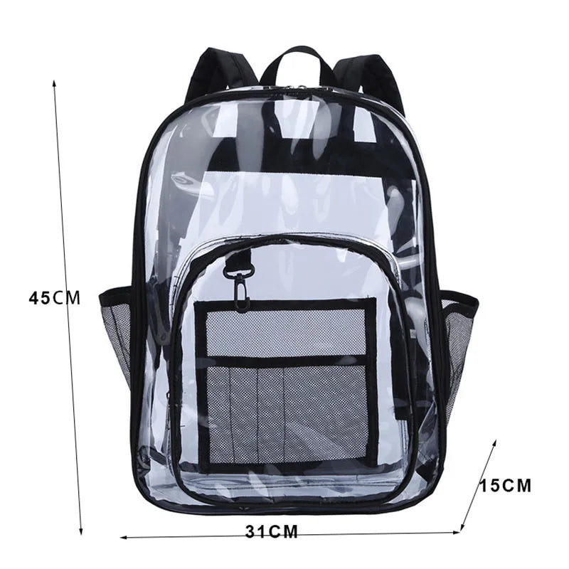 Custom Logo Fashionable Transparent Large Bag Clear Waterproof Travel Back Pack CosmeticPvc Bag