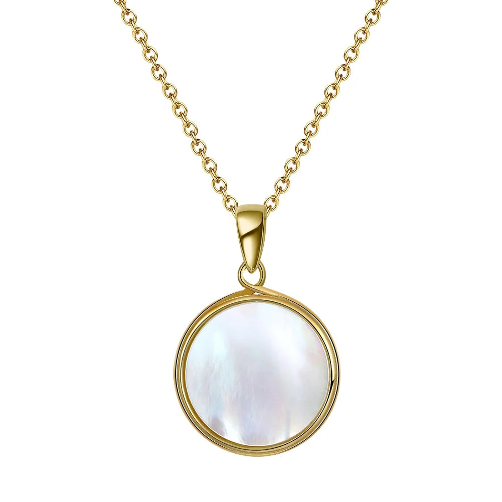 RINNTIN GMN12 Gemstone Jewellery Natural Pearl Seashell Joya De Plata Solid 925 Sterling Silver Pendant Necklace
