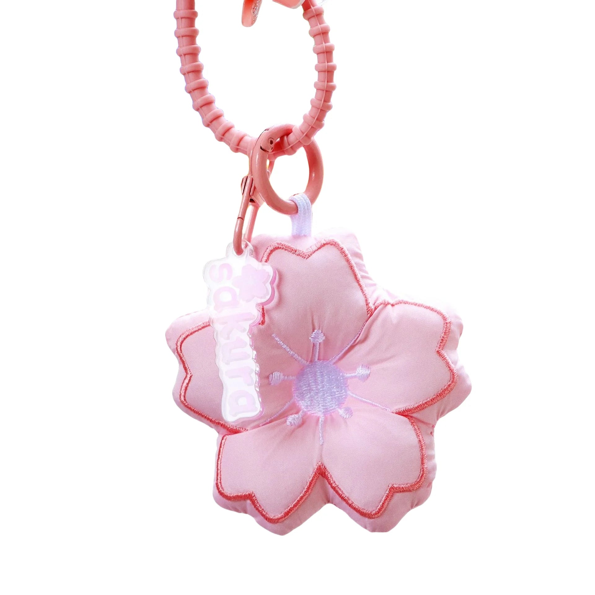 Fabric Sakura Keychain Cherry Blossom Flower Bag Keyring for Women Couple Backpack Pendant Car Charm Phone Accessories Gift