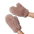 MWFur Fashion Full Fur Winter Luxury Rex Rabbit Fur Mittens for Women Hand Knitted Fur Gloves Elastic