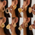 Hot Selling Fashion Hollow Double Ring Alloy Stud Earrings Simple Irregular Unique Earrings for Women
