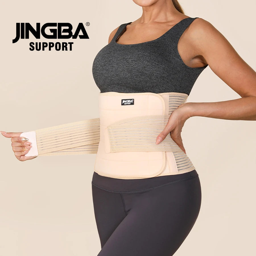 JINGBA New Arrival Breathable Lumbar Support with Dual Elastic Straps and 3 Bars Waist Back Braces for Bodybuilding Gym Exercise