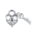 925 Sterling Silver Open Heart Lock Key Charm Pendant Zircon Unique Love Gift for Mom Girl Factory Fit DIY Bracelet SCC258