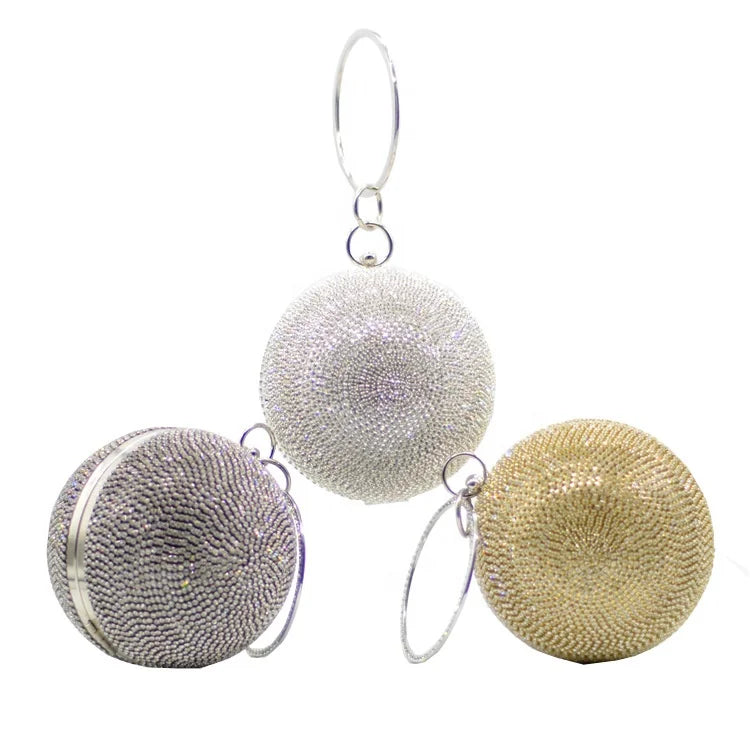 Womens Evening Clutch Bag Glitter Designer Handbag Ball Shape Party Hand Bag Luxury Purse Lady Party Wedding Clutch Purse