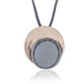 Three Layer Round Alloy Pendant With  Leather Rope Collar Necklace for Ladies