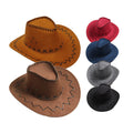Wholesale Faux Suede Cowboy Hat Leather Suedette Large Wide Brim Mexico Sombreros Travel Party Hat Cowboy Cowgirl Hat