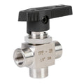 1/8" 1/4" 3/8" 1/2" 3/4"  High Pressure Panel 3-way Ball Valve L Type Stainless Steel Female Thread Three-Way Ball Valve
