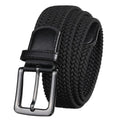 Wholesale 1.34" Wide Stylish Men's Elastic Woven Waist Belt Metal Pin Buckle Stretch Braided Golf Fabric Belt Length 115CM