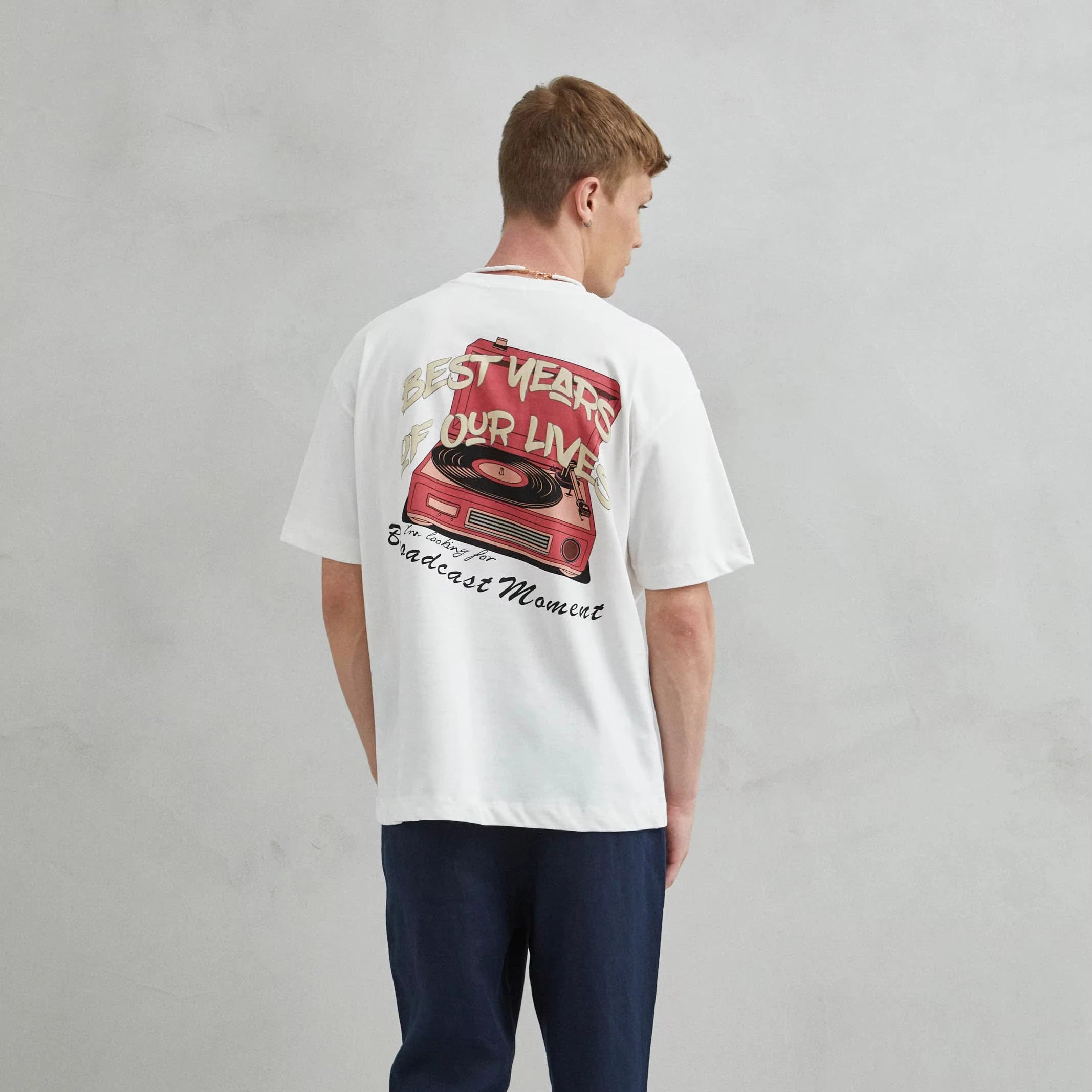 Unisex Oversize 100% Cotton Casual Short Sleeve O-Neck T-Shirt with Broadcast Design Breathable Stylish Imperio