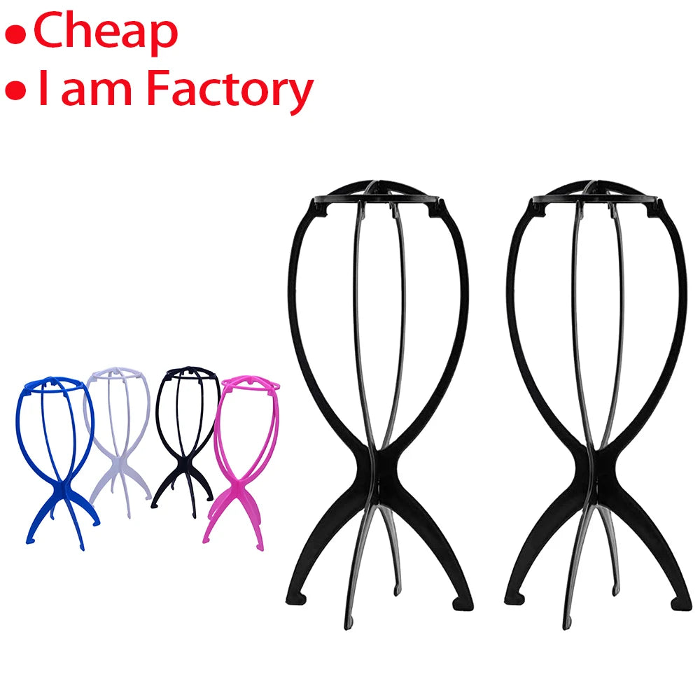 Colorful Ajustable Wig Stands Plastic Hat Display Wig Head Holders 18x36Cm Mannequin Head/Stand Portable Folding Wig Stand