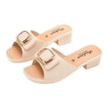 Outdoor Fashionable Women's High-heeled Sandals with Height-increasing Anti-slip Features and Slip-on Design for Summer.