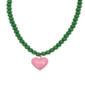 Fashion Jewelry Cute Colorful Beads Pearl Heart-Shaped Pendant Sweet Girl Dating Ins Charm Necklace for Anniversaries