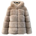 Jtfur Factory Cropped Ladies Faux Fur Garment Outdoor Hooded Winter Solid Color Custom Women Faux Fur Coat